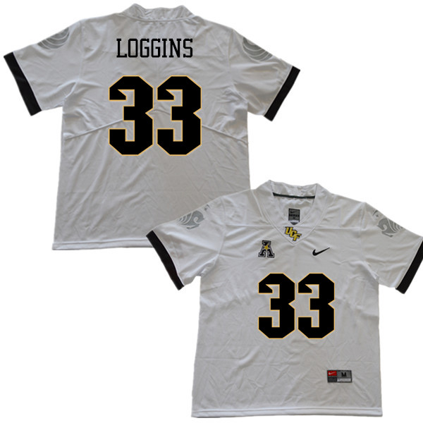 Men #33 Monterious Loggins UCF Knights College Football Jerseys Sale-White